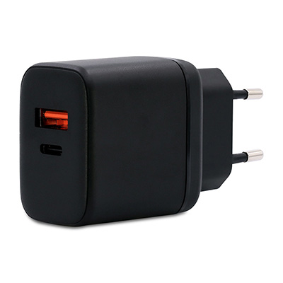EU035-2ACX001，PD充電器 35W 2Port(USB-A/Type-C) 歐規-固定腳