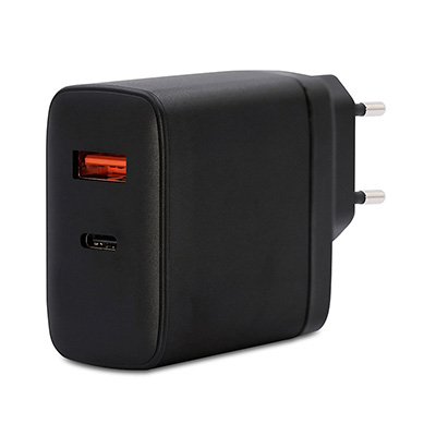 EU045-2ACX001，氮化鎵(GaN)PD充電器 45W 2Port(USB-A/Type-C) 歐規-固定腳