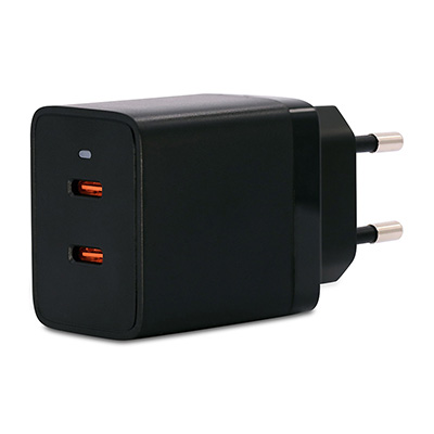 EU047-02CX001，氮化鎵(GaN)PD充電器 47W 2Port(Type-C) 歐規-固定腳