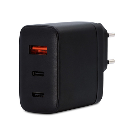 EU065-3ACX001-BK 黑色，氮化鎵(GaN)PD充電器 65W 3Port(USB-A/2Type-C) 歐規-固定腳