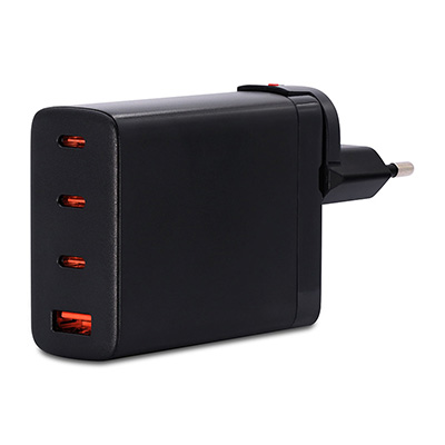 EU100-4ACS001，氮化鎵(GaN)PD充電器 100W 4Port(USB-A/3Type-C) 歐規-組合腳
