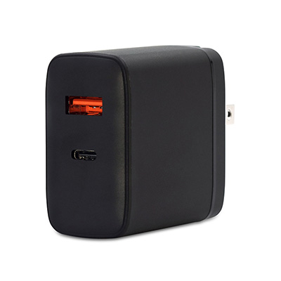 US045-2ACF001，GaN(Gallium nitride) Power delivery charger 45W 2Port(USB-A/Type-C) American plug-Fold