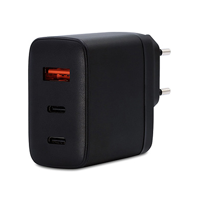 EU065-3ACX001，GaN(Gallium nitride) Power delivery charger 65W 3Port(USB-A/2Type-C) European standard plug-Fixed