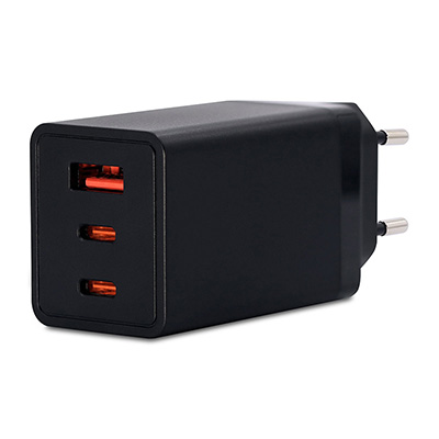EU067-3ACX001，GaN(Gallium nitride) Power delivery charger 67W 3Port(USB-A/2Type-C) European standard plug-Fixed