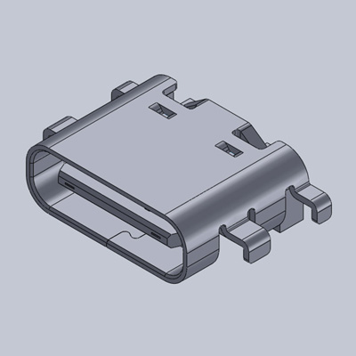 TYPE-CF-06RM-01，USB2.0 Type-C連接器 6Pin 板上1.56 板下1.60 鐵殼腳DIP 輸出端子SMT_鐵殼無彈 DIP+SMT