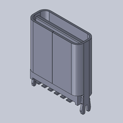 TYPE-CF-06S-02，USB2.0 Type-C連接器 6Pin 鐵殼魚叉腳長1.10 輸出端子SMT 本體高9.30
