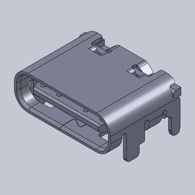 TYPE-CF-16R-02，USB2.0 Type-C連接器 16Pin 本體6.50 4根鐵殼DIP 腳長0.80 輸出端子SMT_鐵殼無彈