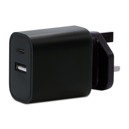 UK015-2ACX001 Black&#xFF0C;Power delivery charger 15W 2Port(USB-A/Type-C) British Specification Plug-Fixed