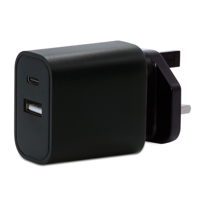 UK015-2ACX001，充電器 15W 2Port(USB-A/Type-C) 英規-固定腳