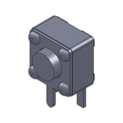 TS-D-R-001，4.5x4.5 3 Pins DIP RA 輕觸開關 (三支腳)