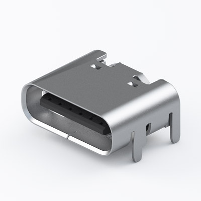 TYPE-CF-06R-02，USB2.0 Type-C Connector, 6Pin Body 6.80, shell DIP, contact SMT, leg 1.00