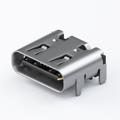 TYPE-CF-16R-01，USB2.0 Type-C Connector, 16pin R/A 7.35 long with peg