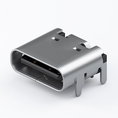 TYPE-CF-16R-04，USB2.0 Type-C Connector, 16pin 7.35 long with peg