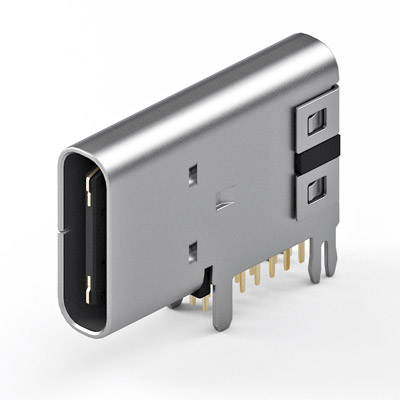 TYPE-CF-14UR-01，USB2.0 Type-C Connector, 14pin DIP, flag type