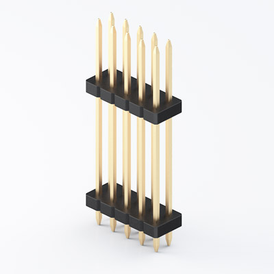 1.00 Pitch pin header dual row, dual insulator DIP vertical