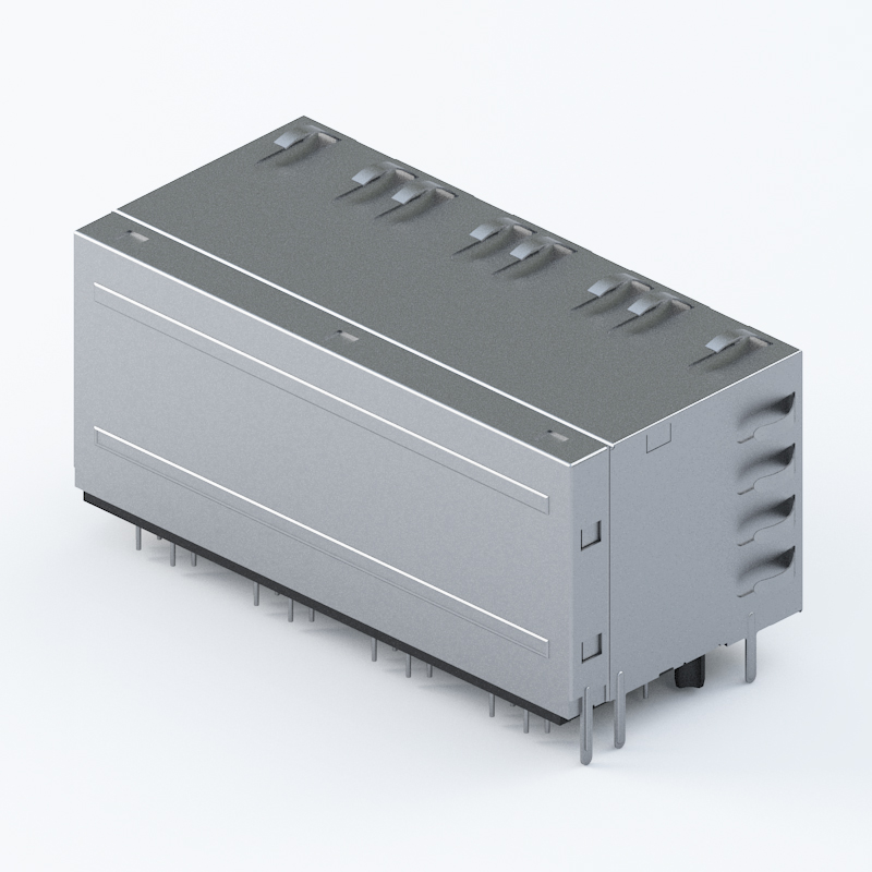 RJ45 8 Port Stacked Connector with LED & Transformer | High-Density ...