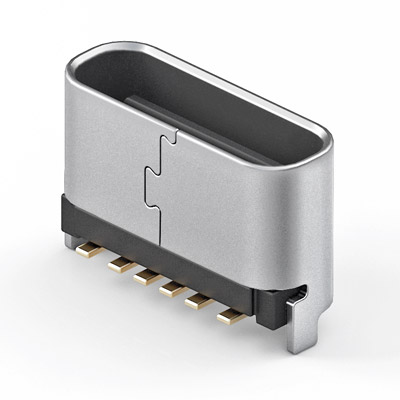 TYPE-CF-06S-01，USB2.0 Type-C Connector, 6Pin Vertical 7.4 height SMT