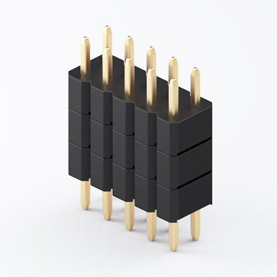 2.00 Pitch pin header dual row, triple insulator