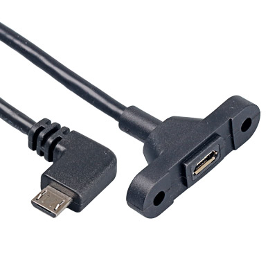 Micro USB 2.0 帶耳母頭對 Micro USB 2.0 右彎公頭 傳輸線