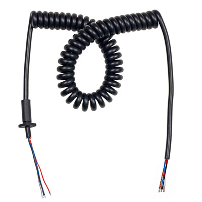 Tinned Open-End with Strain Relief to Tinned Open-End Spiral Cable