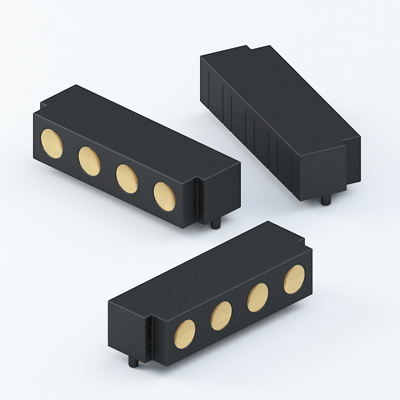 Pitch 2.5mm 4 Pin Female Pogo Pin, SMT, R/A