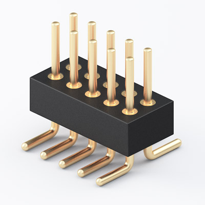 1.27Pitch Round Pin Header dual row SMT vertical, insulator height 1.90