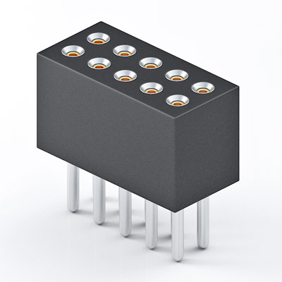 1.27mm Pitch Dual-Row Round Hole Female Header, DIP Vertical, 3.80mm Insulator Height