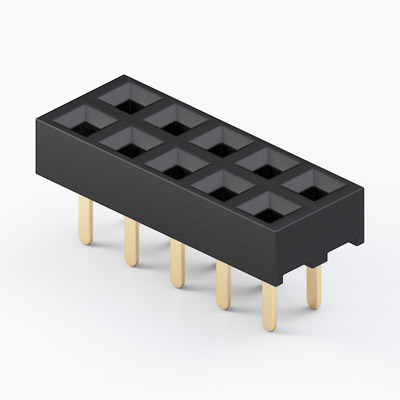female header Pitch 2.0 DIP vertical insulator height 2.00, 2 row, 1 insulator